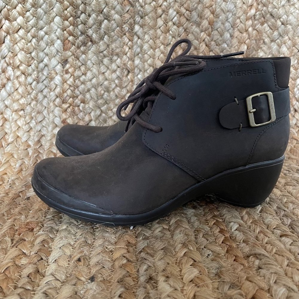 Merrell Veranda Bootie brown leather ankle boots lace up womens 6.5